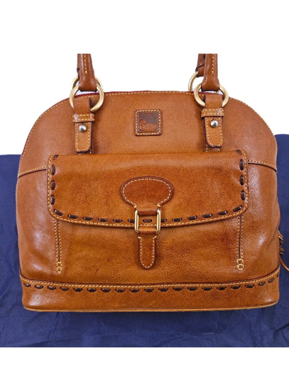 Dooney & Bourke Florentine Leather Vachetta Domed Satchel Natural Whip Stitch DB - Picture 3 of 15
